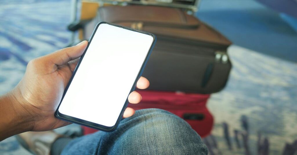 fast travel airport suitcase phone navigation