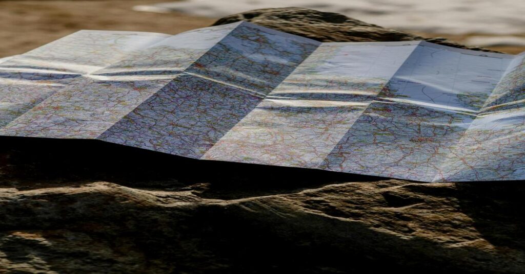 Slow vs Fast Travel comparison layout featuring a passport, compass, and an open map on a rustic wooden table