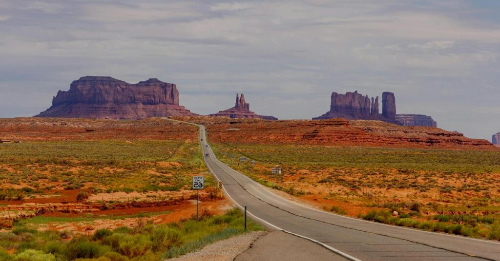 scenic desert highway road empty perspective route monument valley