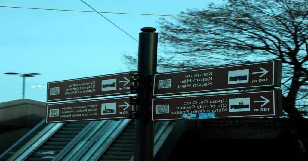 traveler street signs navigation walking city survival